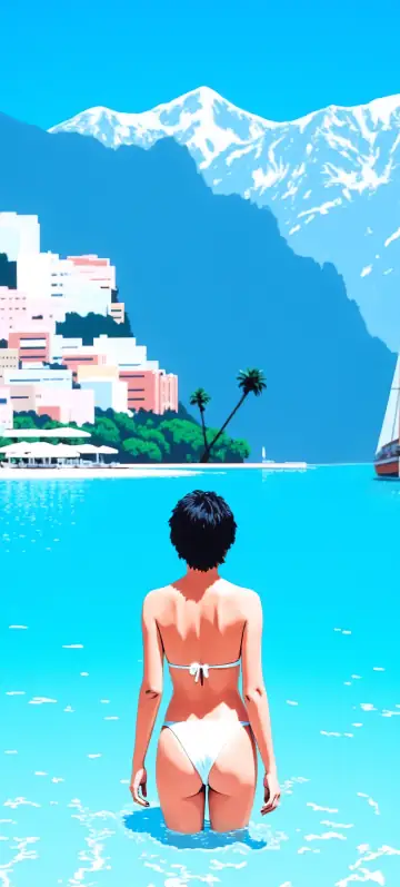 Hintergrundbild „A bath in Capri“ · Stil Pastell-Postkarte