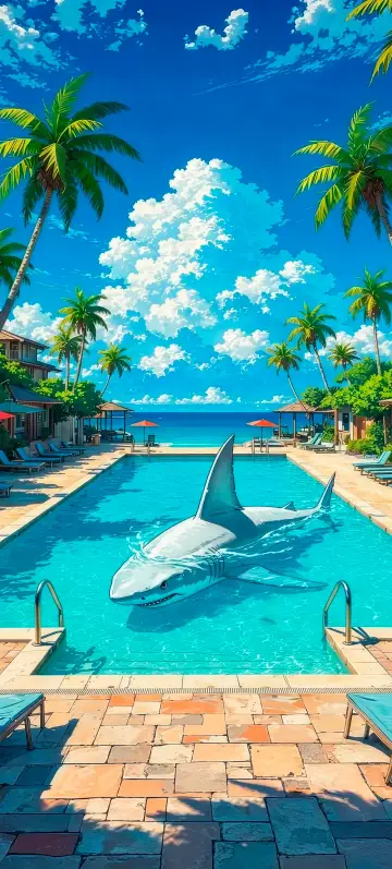 Hintergrundbild „Danger swims“ · Stil Anime-Tage