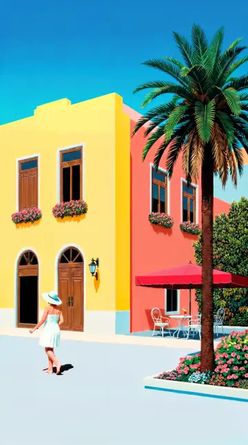 Hintergrundbild „Veracruz Promenade“ · Stil Pastell-Postkarte