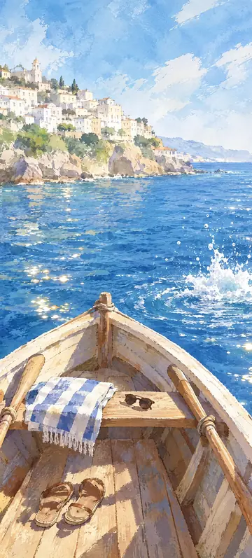 Fondo de pantalla «Back in five minutes» · estilo Watercolor Coast