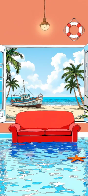 “High Tide Lounge” wallpaper · Ink & Salt style