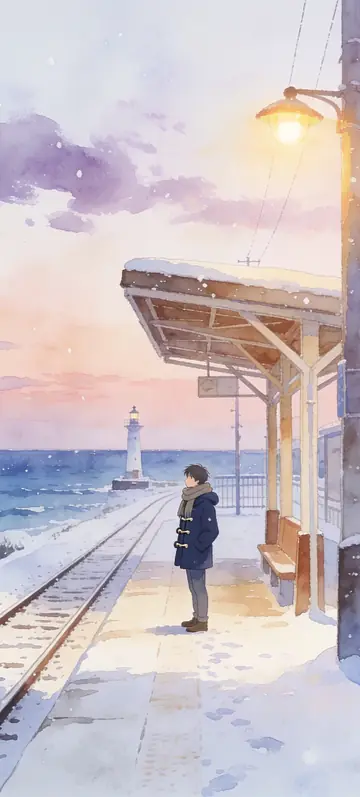 Fondo de pantalla «Waiting by the sea» · estilo Paper Lanterns