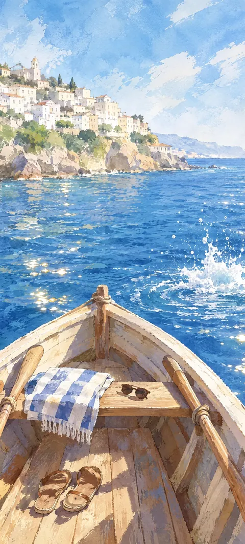 “Back in five minutes” wallpaper · Watercolor Coast style