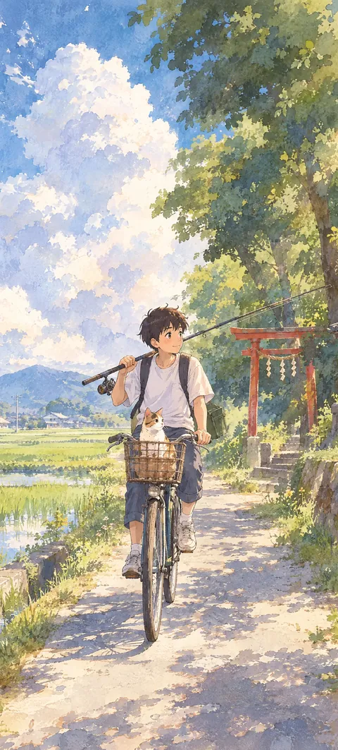 “Before the fish wake up” wallpaper · Watercolor Coast style