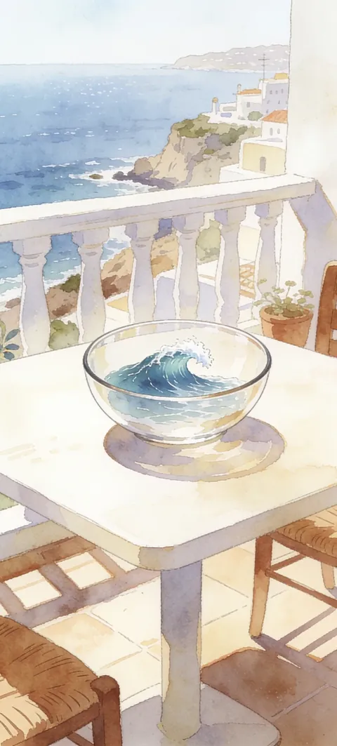“Breakfast Wave” wallpaper · Watercolor Coast style