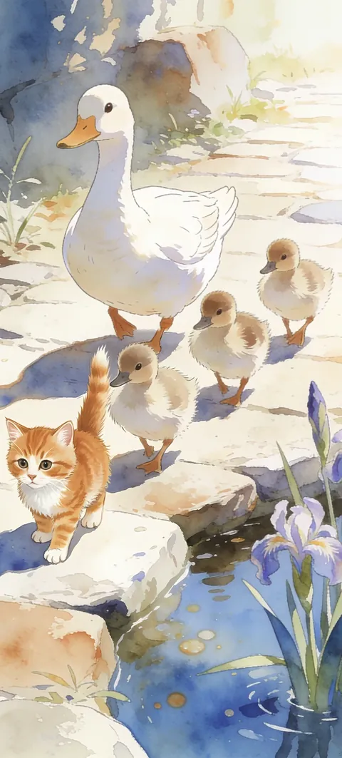 “Duck Parade” wallpaper · Paper Lanterns style
