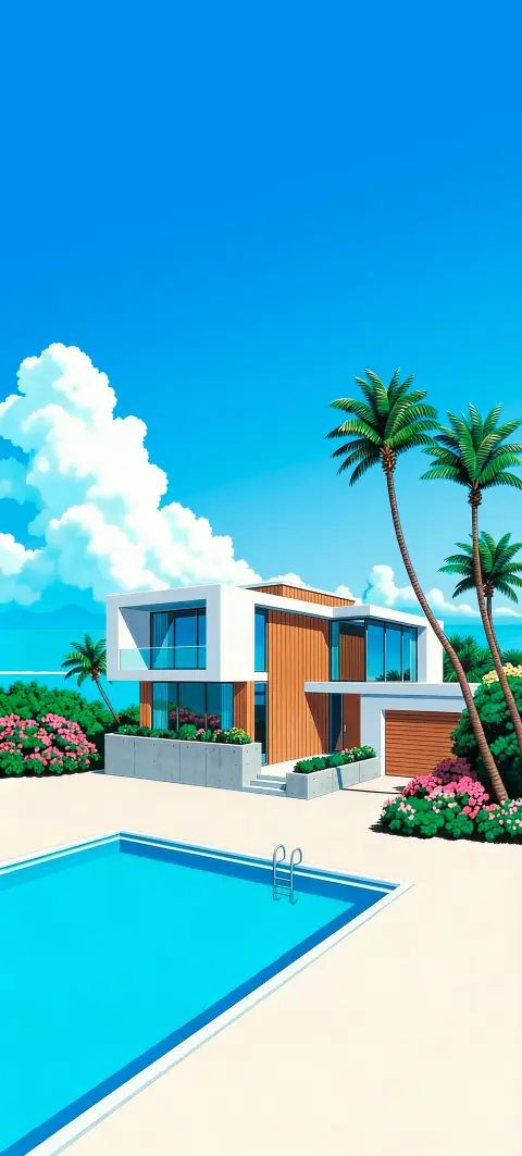 “Finally at home” wallpaper · Pastel Postcard style