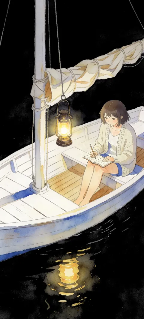 “Lantern Journal” wallpaper · Watercolor Coast style