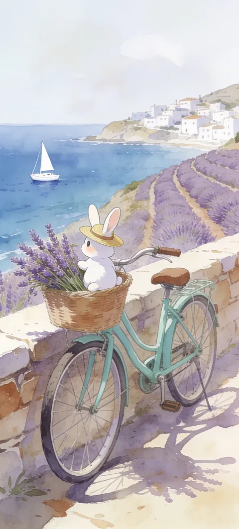 “Lavender Bunny” wallpaper · Watercolor Coast style