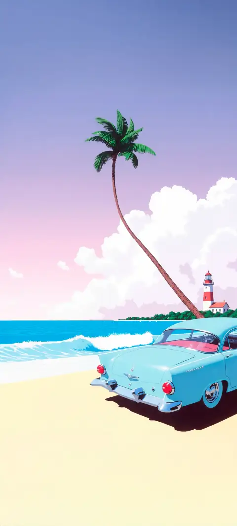 “Lighthouse Horizon” wallpaper · Pastel Postcard style