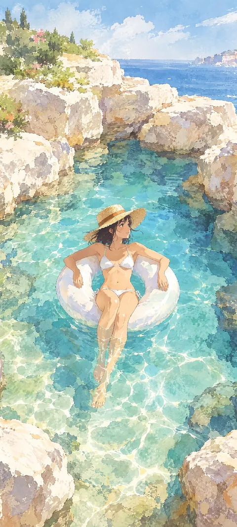 “Nothing but blue” wallpaper · Watercolor Coast style