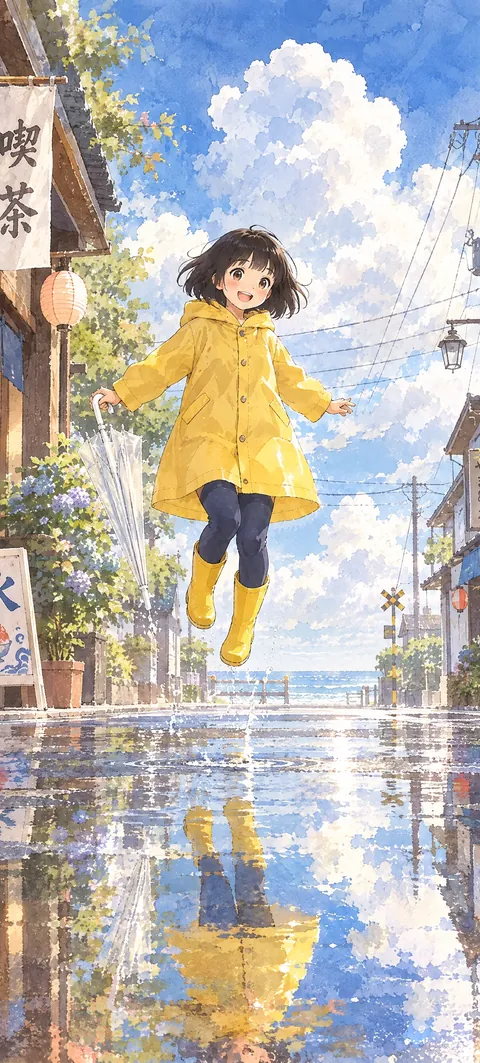 “One more puddle” wallpaper · Watercolor Coast style
