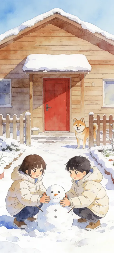 “Our first snowman” wallpaper · Paper Lanterns style