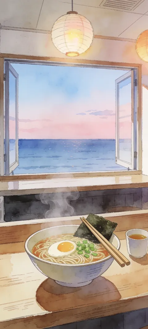 “Ramen Counter” wallpaper · Paper Lanterns style
