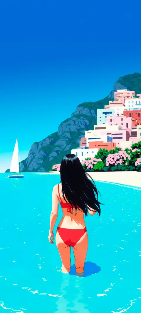 “Red Sparkle” wallpaper · Pastel Postcard style