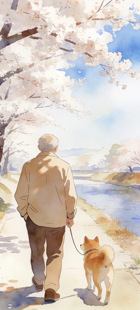 “Riverside Walk” wallpaper · Paper Lanterns style