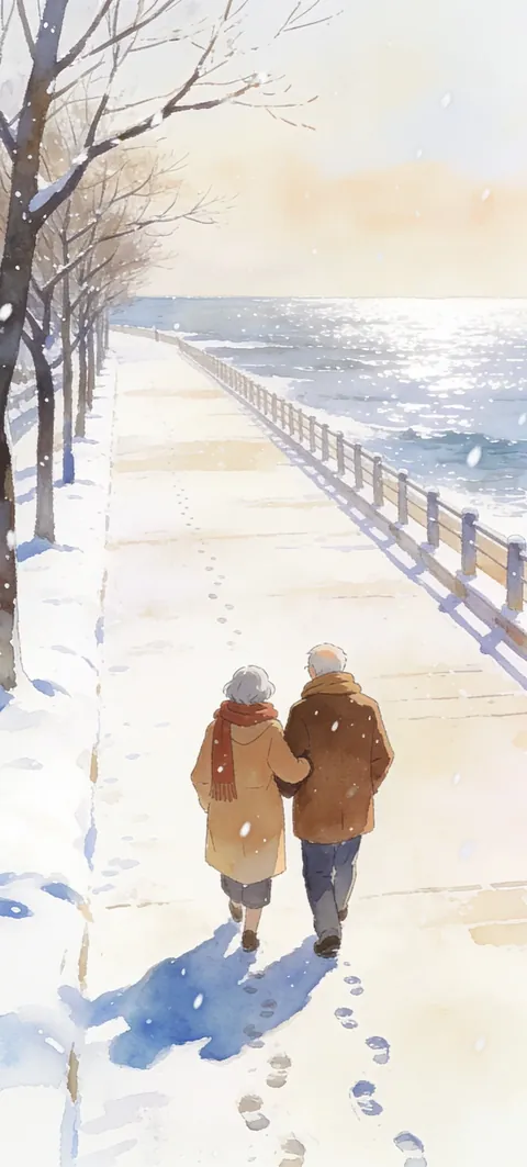“Same walk, every winter” wallpaper · Paper Lanterns style