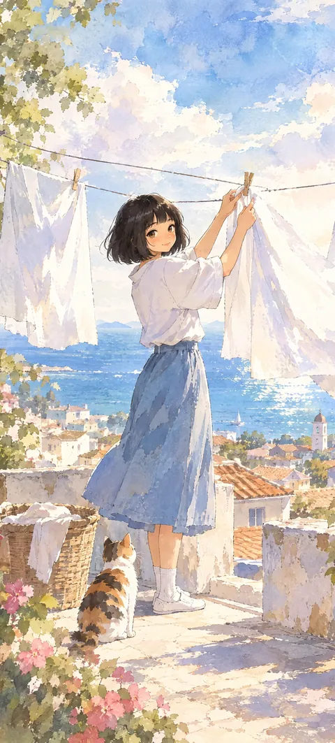 “Sheets in the wind” wallpaper · Watercolor Coast style