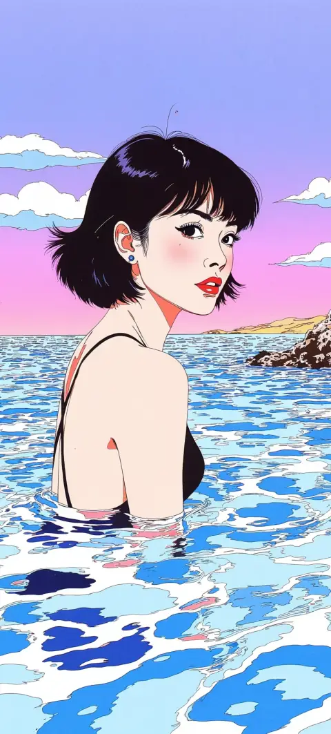 “Sunset Getaway” wallpaper · Ink & Salt style