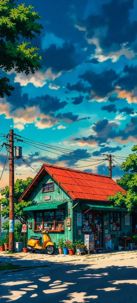 “Sunset Store” wallpaper · Anime Days style
