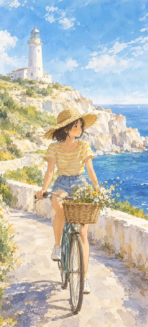 “The long way to the lighthouse” wallpaper · Watercolor Coast style