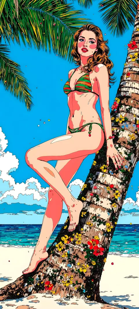 “Tropical Lounge” wallpaper · Ink & Salt style