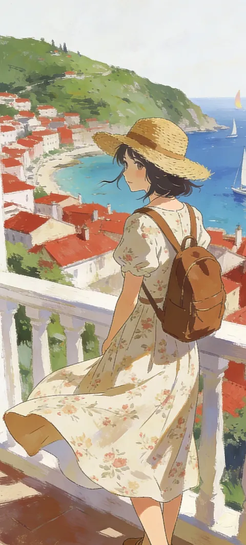 “Where the red roofs end” wallpaper · Paper Lanterns style